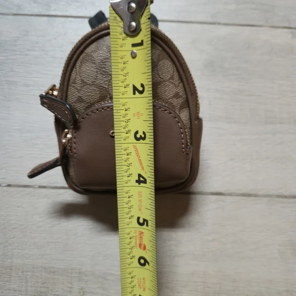 Coach Mini Backpack Bag Charm Keychain Signature Canvas Brown - Picture 6 of 7
